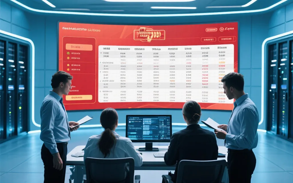 数据中心内工作人员认真核查开奖信息